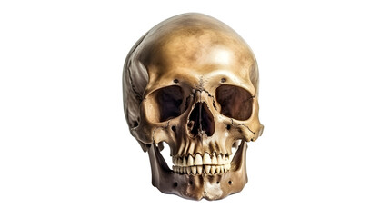Human skull isolated on transparent background PNG - Generative AI