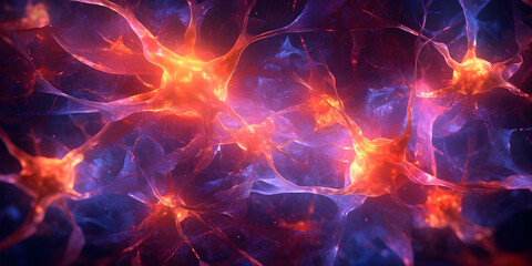 Network of glowing neurons, like a cosmic constellation within the neural interface, illuminating the darkness of the mind