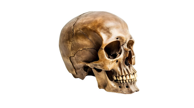 A Human Skull Isolated on a Transparent Background - Generative AI