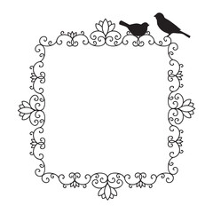 Elegant scroll frame with birds