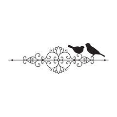 Elegant scroll frame with birds