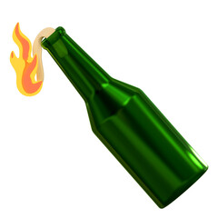cocktail bomb molotov 3d icon military equipment illustration
