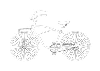 Fototapeta na wymiar Outline vintage bicycle, vector. Black and white retro bicycle.