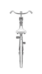 Outline vintage bicycle, vector. Black and white retro bicycle. 3D.