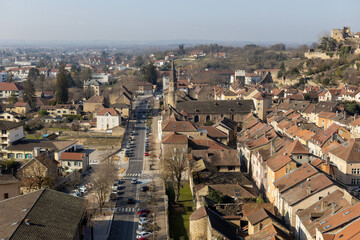 Crémieu cityscape from the top. France Europe