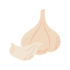 Garlic logo in flat style. Isolated object. Garlic icon. Vegetable from the garden.