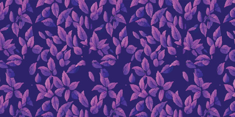 Trendy seamless vector floral pattern. Contemporary print made of flowers and leaves pattern. Summer and spring motifs. Purple flower bouquet. Botanic floral Tile.