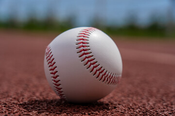 Baseball ball lies on the ground