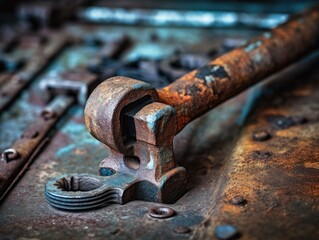 Pipe Wrench on Rusted Pipe: Corrosion and Maintenance - AI Generated
