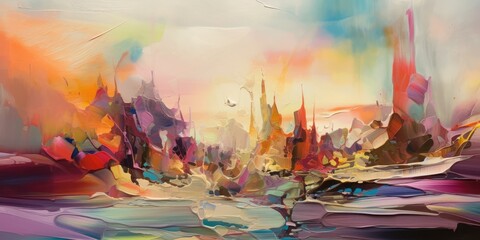 Imaginary Landscape: Evocative Abstract Painting - AI Generated