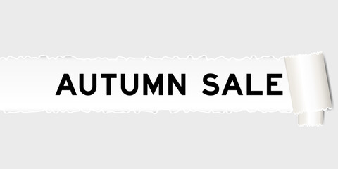 Ripped gray paper background that have word autumn sale under torn part