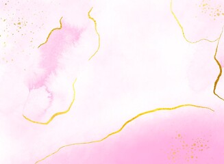 Abstraction watercolor background with gold lines and details for the design, wedding invitations, watercolor background for the design of cards, a beautiful minimalistic elegant background