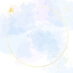 Abstraction watercolor blue background with gold lines and details for the design, wedding invitations, watercolor background for the design of cards, a beautiful minimalistic elegant background