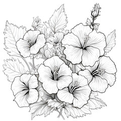 coloring book of sketch mallow flower
