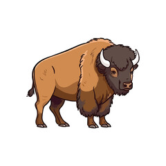 Whimsical American Bison: Charming 2D Artwork