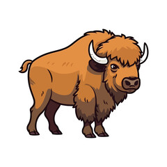 Whimsical American Bison: Charming 2D Artwork
