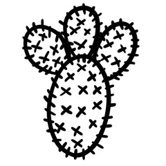 Home cactus black hand drawn sketch