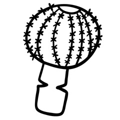 Home cactus hand drawn black sketch