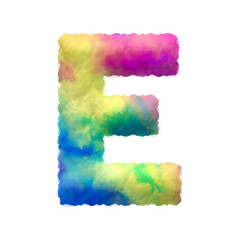 Colorful fluffy clouds alphabet uppercase letters. This is a part of a set which also includes lowercase letters, numbers, punctuation marks, symbols, shapes, and frames