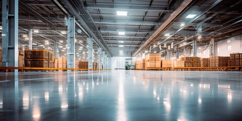 AI Generated. AI Generative. Logistic storage stock depo port dock warehouse inside. Business shipping transportation. Graphic Art