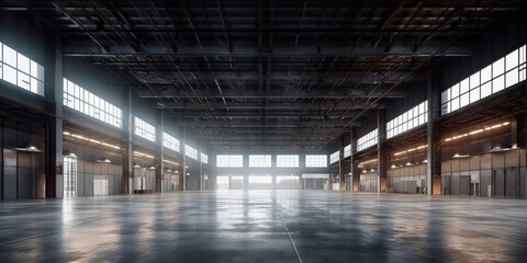 Obraz premium AI Generated. AI Generative. Logistic storage stock depo port dock warehouse inside. Business shipping transportation. Graphic Art