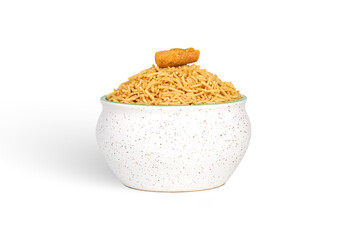 Bhujia sev- Famous Bikaneri bhujia, often simply called bhujia, is a popular crispy snack prepared by using moth beans and besan and spices, originating from, Bikaner, Rajasthan, India.