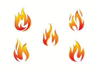 Set of fire flame logo icon design collection