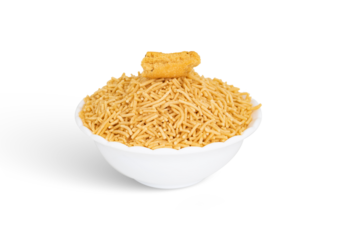 Bhujia sev- Famous Bikaneri bhujia, often simply called bhujia, is a popular crispy snack prepared by using moth beans and besan and spices, originating from, Bikaner, Rajasthan, India.