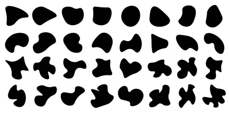 shape set, Random blobs print. Black Form Abstract style design simple rounded	
