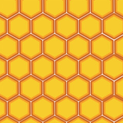 Yellow, orange beehive background. Honeycomb, bees hive cells pattern.