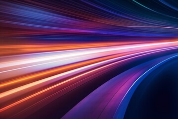 Colorful abstract long exposure dynamic curved light trails background. Generative AI