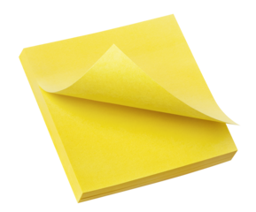 Yellow sticky notes cut out