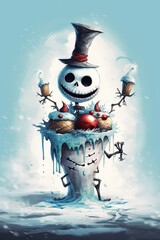 Funny spooky Christmas winter holidays character. Generative ai 