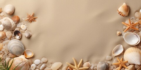 Obraz premium AI Generated. AI Generative. Sand beach vacation mockup navy marine nautical theme. Graphic Art