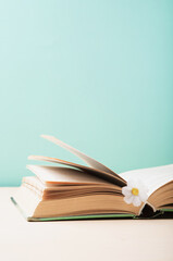 Book Lovers Day, Education concept., Education concept on Blue Mint Background.