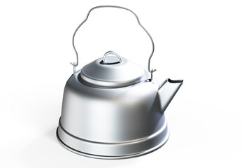 Porcelain teapot with floral patterns isolated in old style on white 3d render