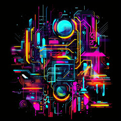 Obraz na płótnie Canvas Abstract elements of neon paint in cyberpunk style