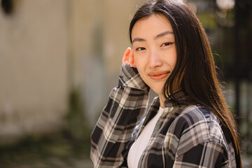 Portrait of a beautiful Korean woman. Asian woman in casual clothes lifestyle.