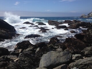 Waves Crashing in at Jade Cove, Pacific Ocean Coastline