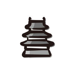 Japanese castle - Japanese traditional culture icon/illustration (Hand-drawn line, colored version)
