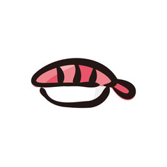 Sushi - Japanese traditional culture icon/illustration (Hand-drawn line, colored version)