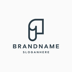 Modern Simple Letter P, negative I and Paper Logo designs