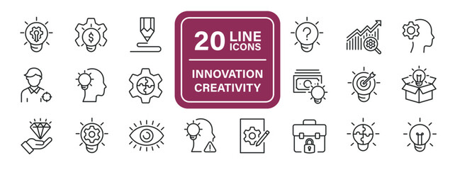 Innovation, creativity line icons. Editable stroke. For website marketing design, logo, app, template, ui, etc. Vector illustration.