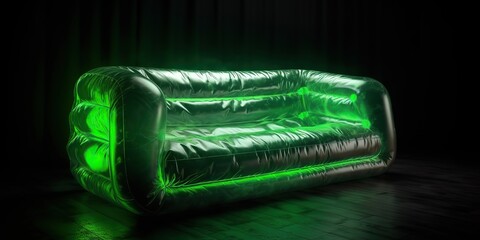 Fototapeta premium AI Generated. AI Generative. Modern fluorescent green sofa product future minimalistic design. Graphic Art