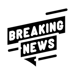 breaking news media glyph icon vector. breaking news media sign. isolated symbol illustration