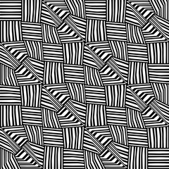 Vector geometric ornament in ethnic style. Seamless pattern with  abstract shapes. Black and white geometric  wallpaper. Repeating pattern for decor, textile and fabric. Abstraction art.
