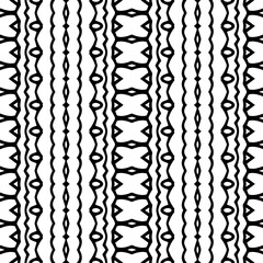 Vector geometric ornament in ethnic style. Seamless pattern with  abstract shapes. Black and white geometric  wallpaper. Repeating pattern for decor, textile and fabric. Abstraction art.