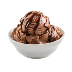 Bowl of Chocolate Ice Cream Isolated on a Transparent Background