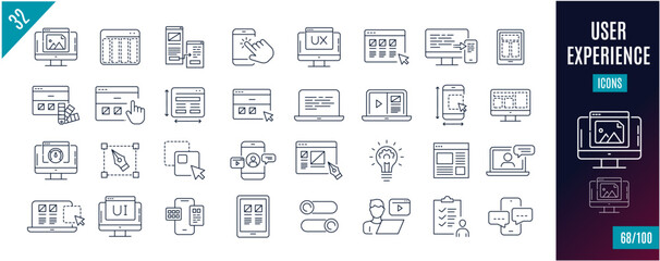 Best collection User experience line icons. Interface, design, website,...