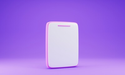 3d rendering smart phone icon isolated on purple background. 3d illustration